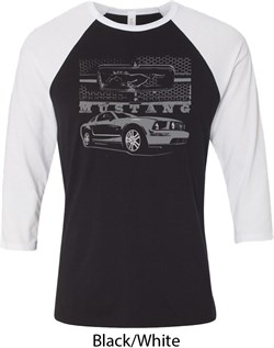 Ford Mustang with Grill Mens Raglan Shirt