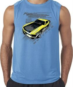 Ford Vintage Yellow Mustang Boss Mens Sleeveless Shirt