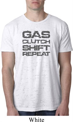 Gas Clutch Shift Repeat Grey Print Mens Burnout Shirt