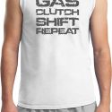 Gas Clutch Shift Repeat Grey Print Mens Muscle Shirt