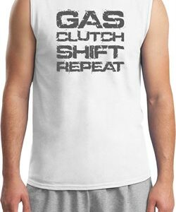 Gas Clutch Shift Repeat Grey Print Mens Muscle Shirt