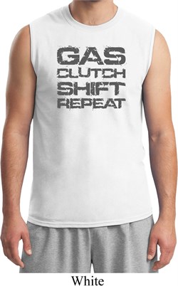 Gas Clutch Shift Repeat Grey Print Mens Muscle Shirt