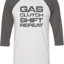 Gas Clutch Shift Repeat Grey Print Mens Raglan Shirt