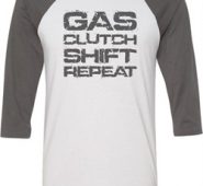 Gas Clutch Shift Repeat Grey Print Mens Raglan Shirt