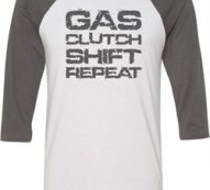 Gas Clutch Shift Repeat Grey Print Mens Raglan Shirt