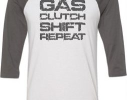 Gas Clutch Shift Repeat Grey Print Mens Raglan Shirt