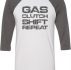 Gas Clutch Shift Repeat Grey Print Mens Raglan Shirt