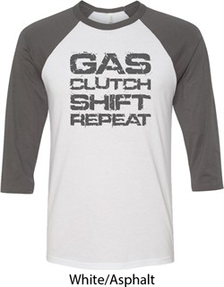 Gas Clutch Shift Repeat Grey Print Mens Raglan Shirt