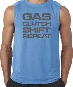 Gas Clutch Shift Repeat Grey Print Mens Sleeveless Shirt