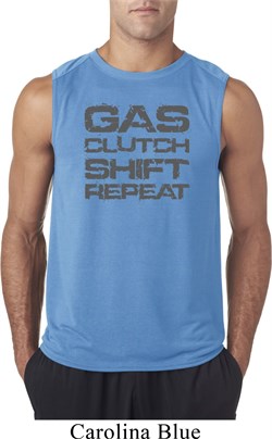 Gas Clutch Shift Repeat Grey Print Mens Sleeveless Shirt