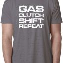 Gas Clutch Shift Repeat White Print Mens Burnout Shirt