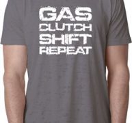 Gas Clutch Shift Repeat White Print Mens Burnout Shirt
