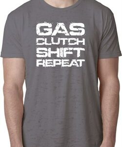 Gas Clutch Shift Repeat White Print Mens Burnout Shirt