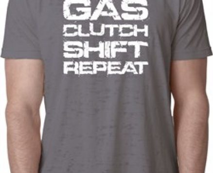 Gas Clutch Shift Repeat White Print Mens Burnout Shirt