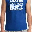 Gas Clutch Shift Repeat White Print Mens Muscle Shirt