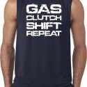 Gas Clutch Shift Repeat White Print Mens Sleeveless Shirt