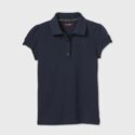 Girls’ Short Sleeve Interlock Uniform Polo Shirt – Cat & Jack Navy S, Blue