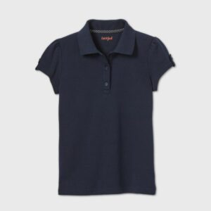 Girls' Short Sleeve Interlock Uniform Polo Shirt - Cat & Jack Navy S, Blue