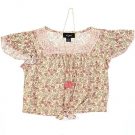 I.N. Girl Big Girls 7-16 Flutter-Sleeve Floral Lace-Trim Top – M