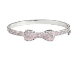 Junior Jewels Kids’ Cubic Zirconia Bangle Bracelet, Girl’s, White