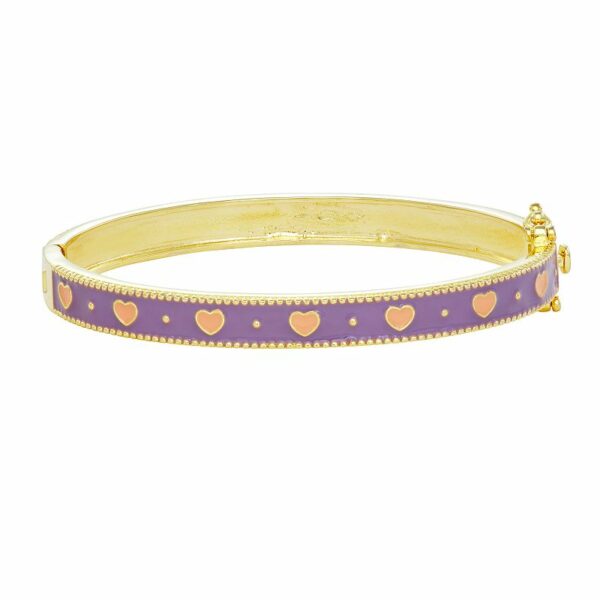 Kids' Junior Jewels 14k Gold Plated Enamel Hearts Bangle Bracelet, Girl's, Purple