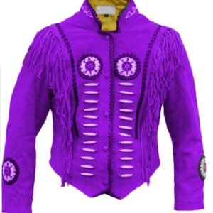 Men Native Purple Buck Skin Buffalo Genuine Suede Leather Men Western Shirt Contact For Size