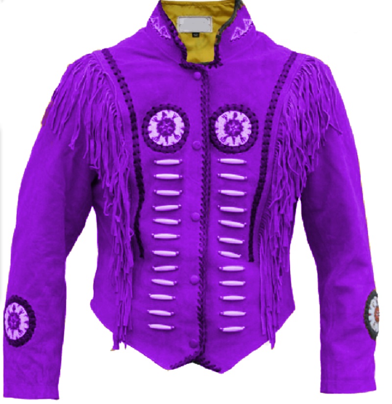 Men Native Purple Buck Skin Buffalo Genuine Suede Leather Men Western Shirt Contact For Size