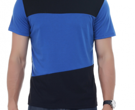 Men T-Shirt Simple splicing Tee Tops grey XXL