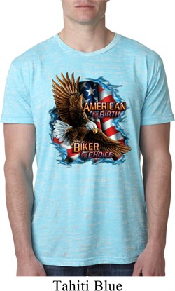 Mens Biker Shirt American By Birth Burnout Tee T-Shirt