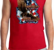 Mens Biker Shirt American By Birth Muscle Tee T-Shirt
