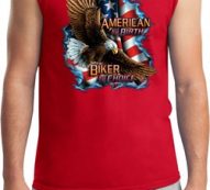 Mens Biker Shirt American By Birth Muscle Tee T-Shirt