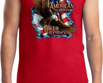 Mens Biker Shirt American By Birth Muscle Tee T-Shirt