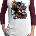 Mens Biker Shirt American By Birth Raglan Tee T-Shirt