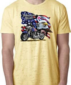 Mens Biker Shirt American Pride Motorcycle Burnout Tee T-Shirt