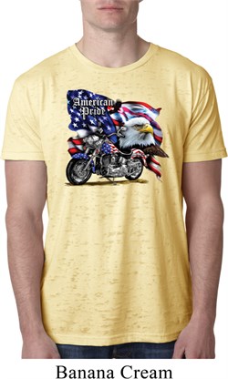 Mens Biker Shirt American Pride Motorcycle Burnout Tee T-Shirt