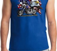 Mens Biker Shirt American Pride Motorcycle Muscle Tee T-Shirt