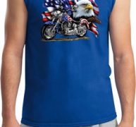 Mens Biker Shirt American Pride Motorcycle Muscle Tee T-Shirt