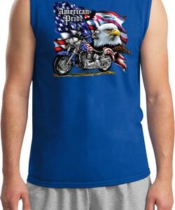 Mens Biker Shirt American Pride Motorcycle Muscle Tee T-Shirt