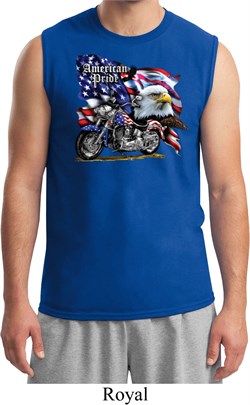 Mens Biker Shirt American Pride Motorcycle Muscle Tee T-Shirt