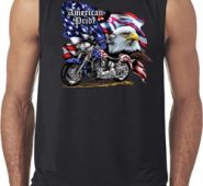 Mens Biker Shirt American Pride Motorcycle Sleeveless Tee T-Shirt