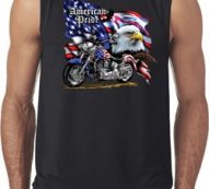 Mens Biker Shirt American Pride Motorcycle Sleeveless Tee T-Shirt