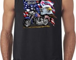 Mens Biker Shirt American Pride Motorcycle Sleeveless Tee T-Shirt