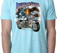 Mens Biker Shirt American Steel Burnout Tee T-Shirt