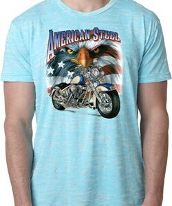 Mens Biker Shirt American Steel Burnout Tee T-Shirt