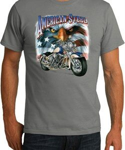 Mens Biker Shirt American Steel Organic Tee T-Shirt