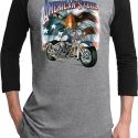 Mens Biker Shirt American Steel Raglan Tee T-Shirt