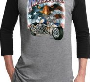 Mens Biker Shirt American Steel Raglan Tee T-Shirt