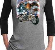Mens Biker Shirt American Steel Raglan Tee T-Shirt