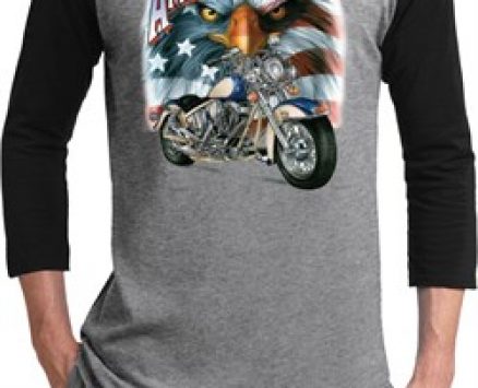 Mens Biker Shirt American Steel Raglan Tee T-Shirt