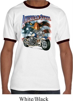 Mens Biker Shirt American Steel Ringer Tee T-Shirt